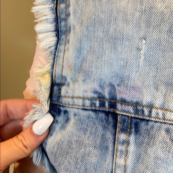 Zara Trafaluc Distressed Denim Vest, Like New - Picture 10 of 12